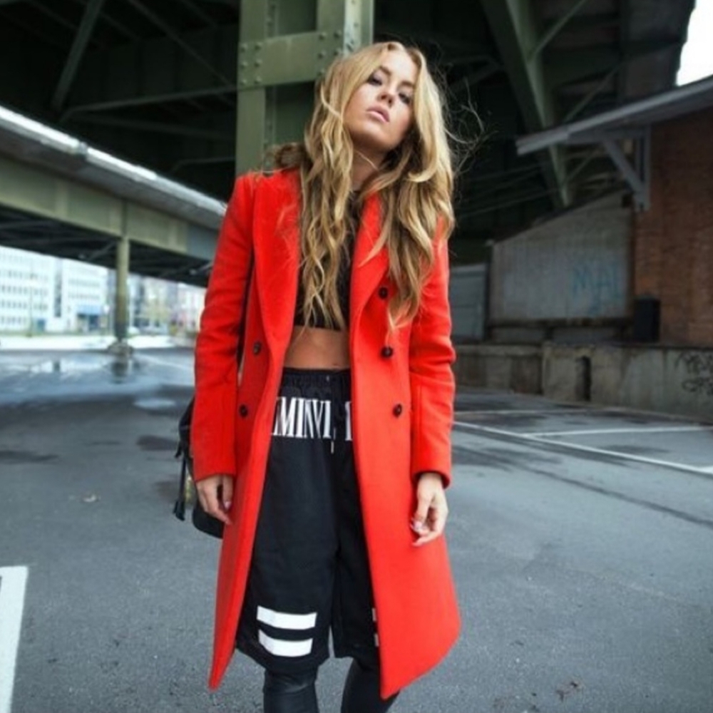 Zara Vibrant Red Wool Coat